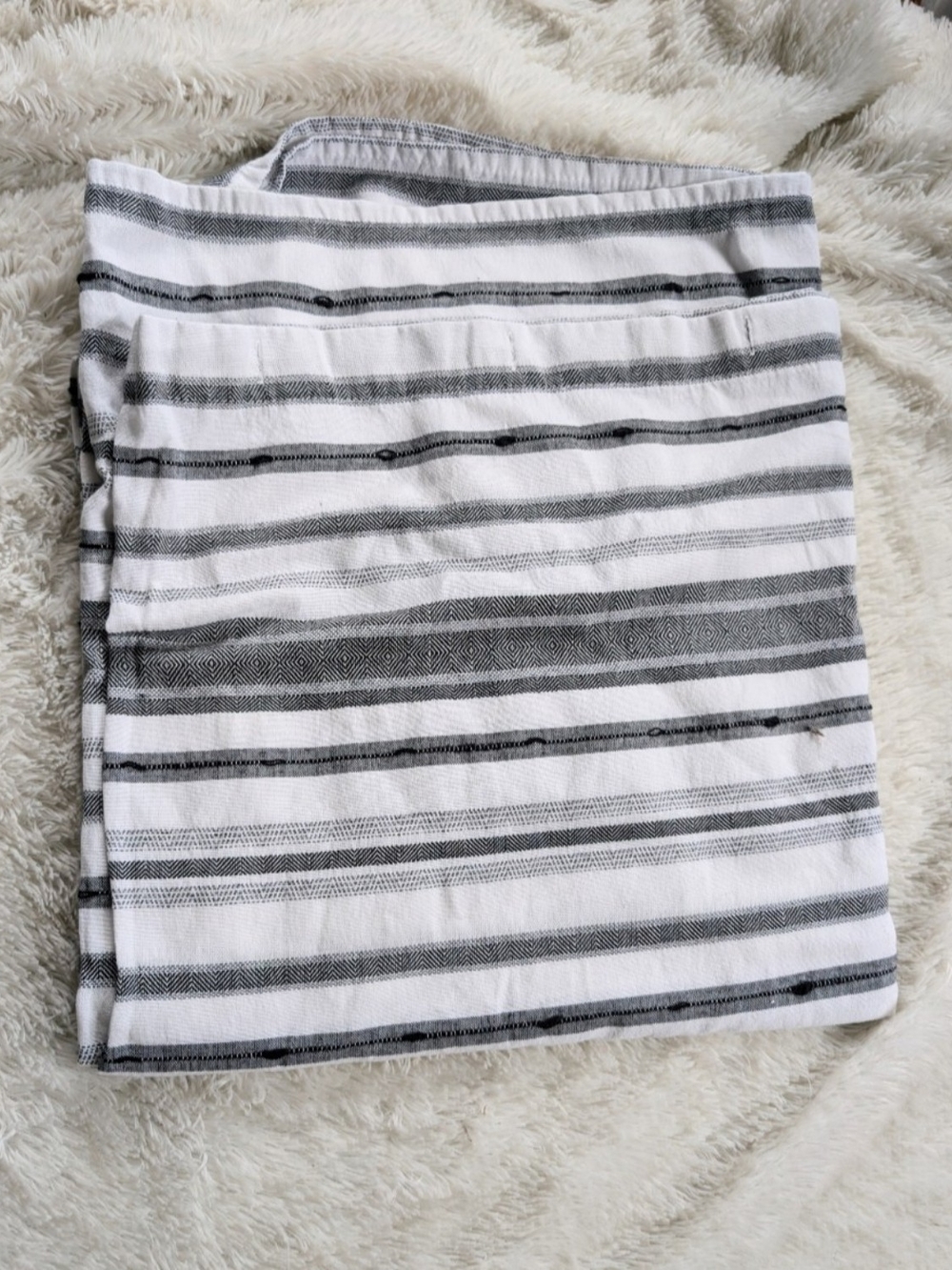 Sonoma Gray And White Striped Textured Cotton Blend Shower Curtain 67" x 72"